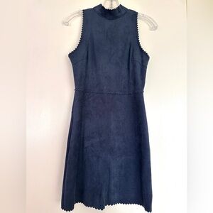 AQUA Scalloped Faux Suede Sheath Dress